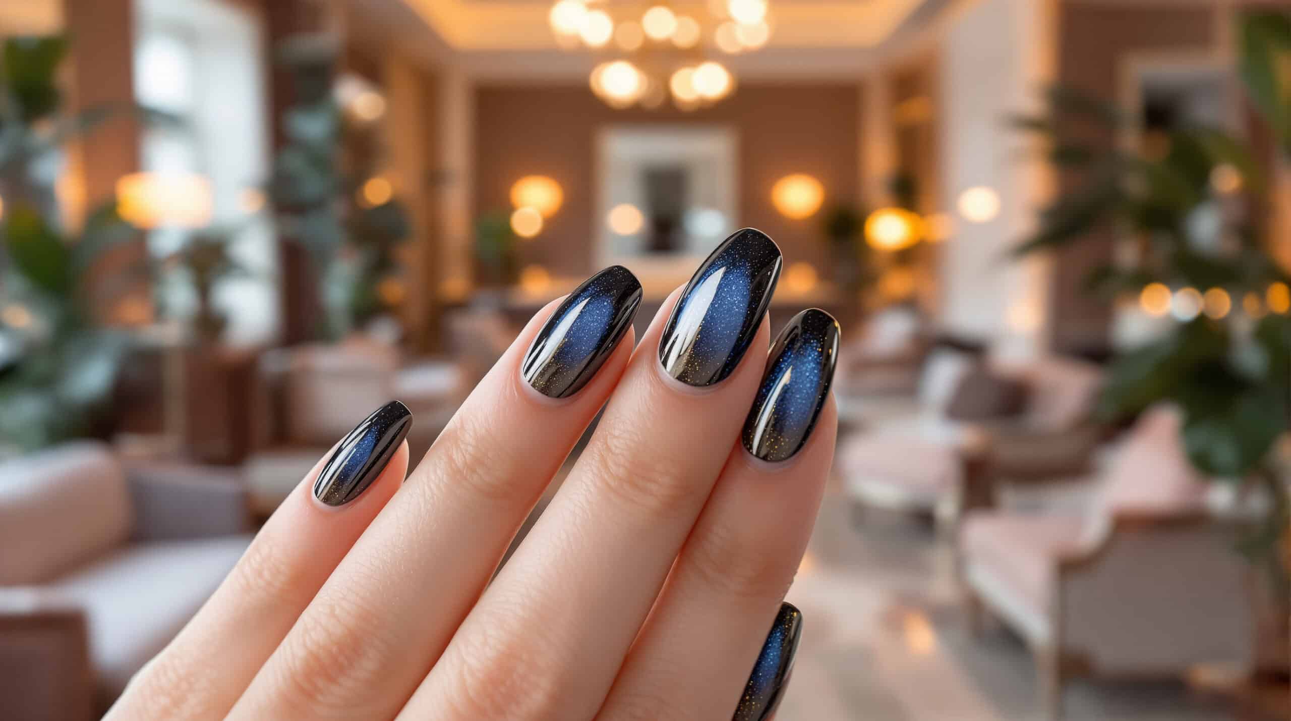 Маникюр с эффектом кошачий глаз